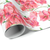 Rode koraal roze bougainvillea waterverf patterned cadeaupapier (Rol Hoek)