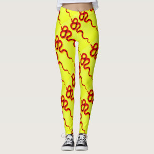 Rode koraal slangen geel leggings