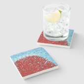 Rode koraal stenen onderzetter (Zijkant)