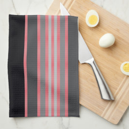 Rode koraal zwart en grijze keukenhanddoeken