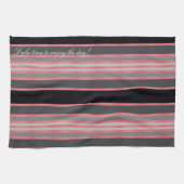 Rode koraal zwart en grijze keukenhanddoeken (Horizontaal)