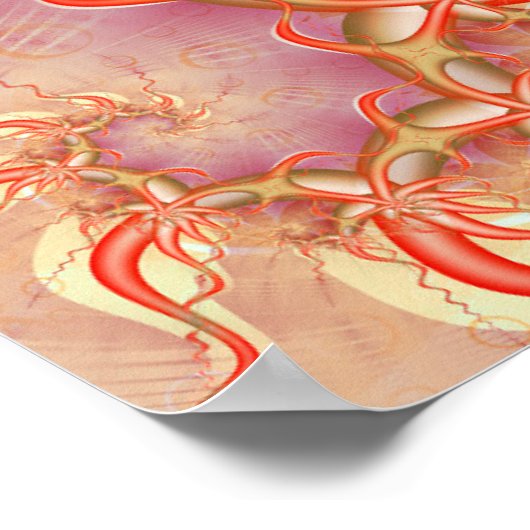 Rode Koraalranken Abstracte Fractale Kunst Poster (Hoek)