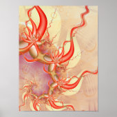 Rode Koraalranken Abstracte Fractale Kunst Poster (Voorkant)