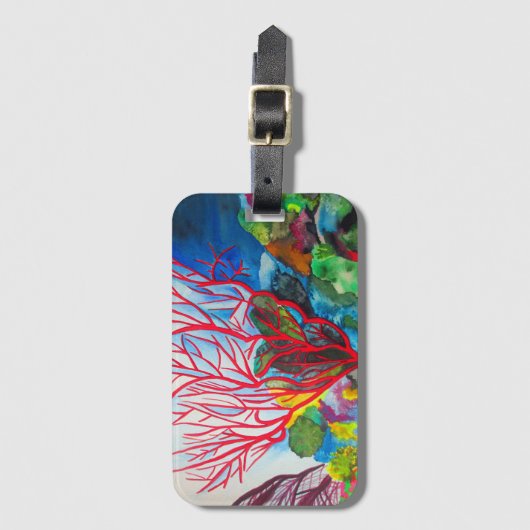 Rode koraalrif oceaankunst bagagelabel (Voorkant (verticaal))