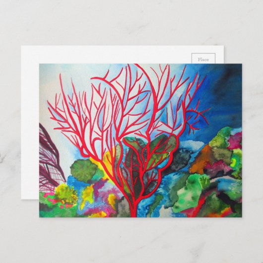 Rode koraalrif oceaankunst briefkaart (Voorkant / Achterkant)