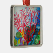 Rode koraalrif oceaankunst metalen ornament (Rechts)