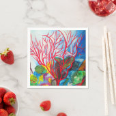 Rode koraalrif oceaankunst servet (Insitu)