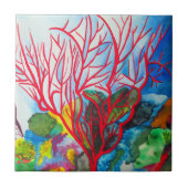 Rode koraalrif oceaankunst tegeltje (Voorkant)