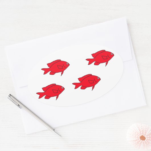 Rode koraalrif vis ovale sticker (Envelop)
