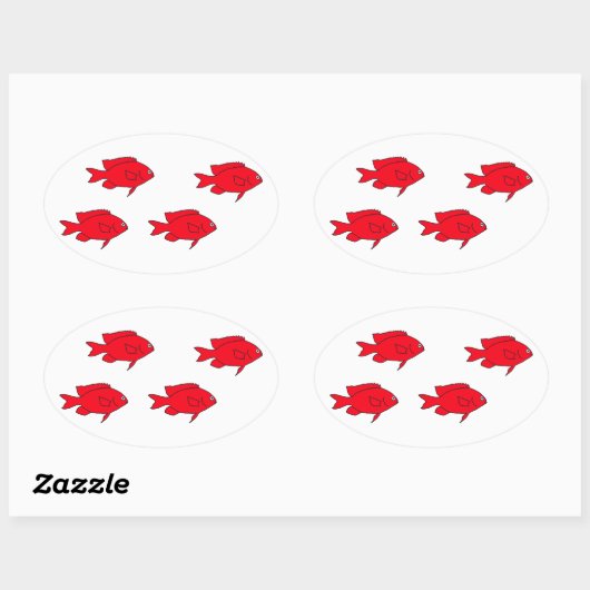 Rode koraalrif vis ovale sticker (Vel)