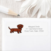 Rode Kortharige Dachshund 2 Retourlabels Etiket (Insitu)