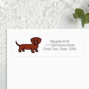 Rode Kortharige Dachshund 2 Retourlabels Etiket