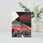 Rode korvet - auto/Vaderdag-ontwerp Briefkaart (Staand voorkant)