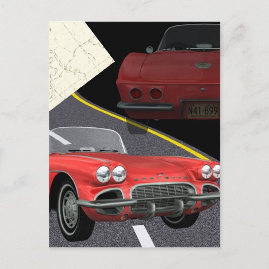 Rode korvet - auto/Vaderdag-ontwerp Briefkaart (Voorkant)