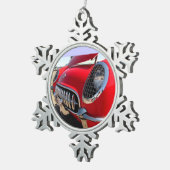 Rode korvet ~ Pewter-versiering Tin Sneeuwvlok Ornament (Rechts)