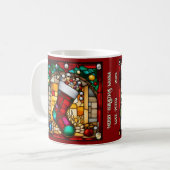 Rode Kous Nep Gebrandschilderd Glas Koffiemok (Voorkant links)