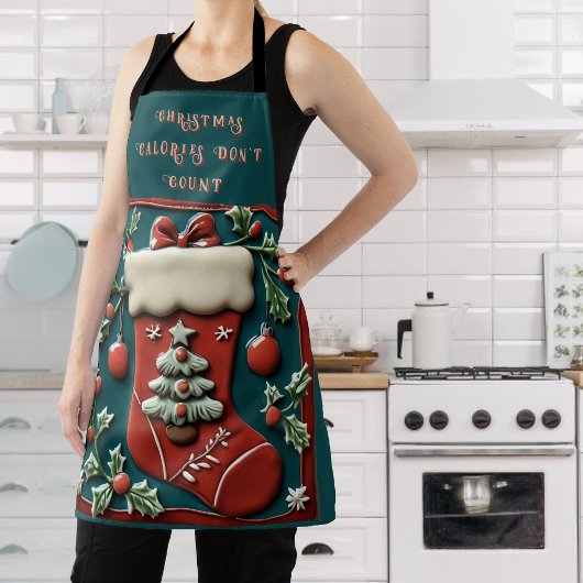 Rode Kous op Groene Kerst Schort
