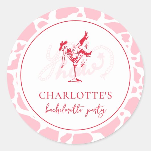 Rode-Kousen Meidenavakantiediner in Western stijl Ronde Sticker (Voorkant)