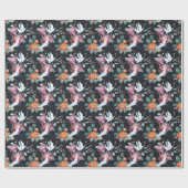 Rode kraan Chrysanthemum Waterverf Patroon Cadeaupapier (Vlak)