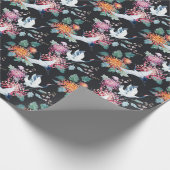 Rode kraan Chrysanthemum Waterverf Patroon Cadeaupapier (Hoek)