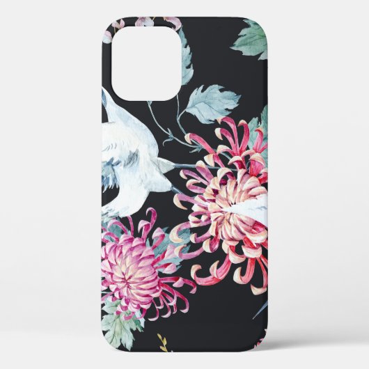 Rode kraan Chrysanthemum Waterverf Patroon Case-Mate iPhone Case (Achterkant)