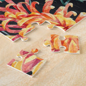 Rode kraan Chrysanthemum Waterverf Patroon Legpuzzel (Zijkant)