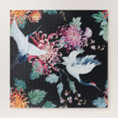Rode kraan Chrysanthemum Waterverf Patroon Legpuzzel (Horizontaal)