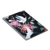 Rode kraan Chrysanthemum Waterverf Patroon Notitieboek (Rechterzijde)