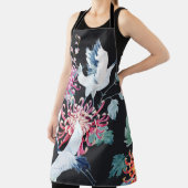 Rode kraan Chrysanthemum Waterverf Patroon Schort (Insitu)