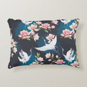 Rode kraan Magnolia: Japanse Waterverf. Accent Kussen