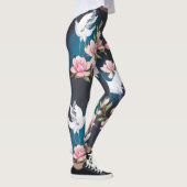 Rode kraan Magnolia: Japanse Waterverf. Leggings (Rechts)