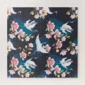 Rode kraan Magnolia: Japanse Waterverf. Legpuzzel (Horizontaal)