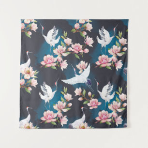 Rode kraan Magnolia: Japanse Waterverf. Wandkleed