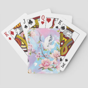 Rode kraan Waterverf Japans motief Pokerkaarten