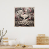 Rode Kraanvogel Riet Kunst Poster (Keuken)