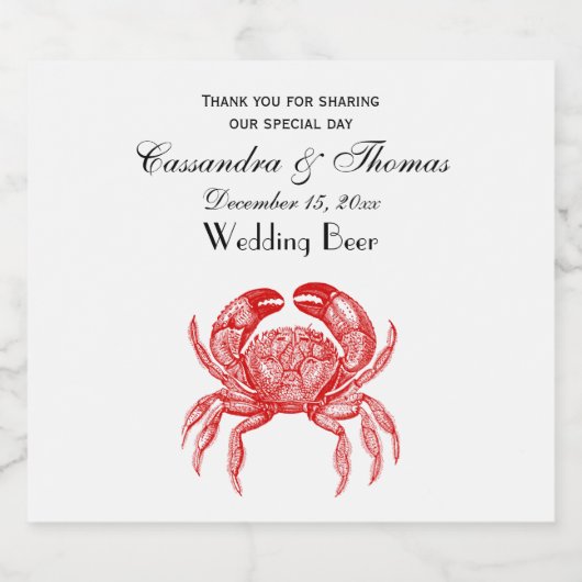  rode krab #1 Tekening Bier Etiket (Enkel label)