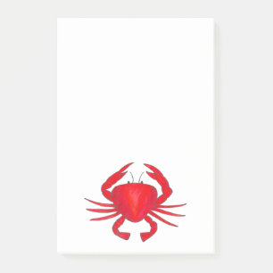 Rode krab Baltimore Maryland krabt na zijn Post-it® Notes