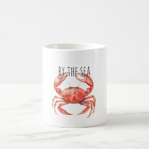 Rode krab bij de zee koffiemok