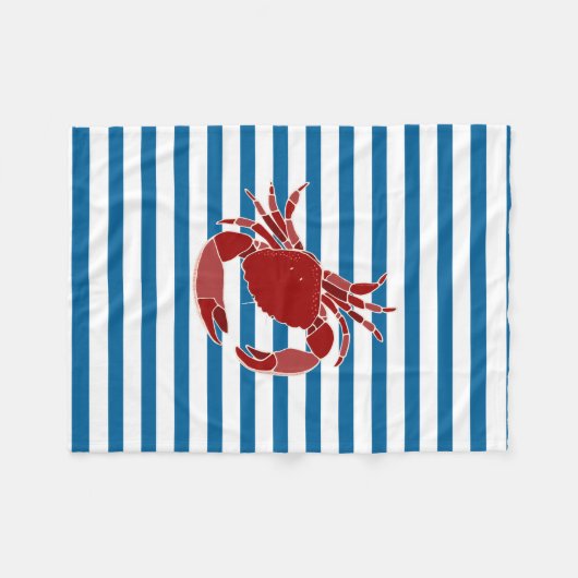 Rode krab Blue en White Stripe Fleece Blanket (Voorkant (Horizontaal))