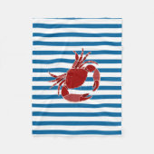 Rode krab Blue en White Stripe Fleece Blanket (Voorkant)