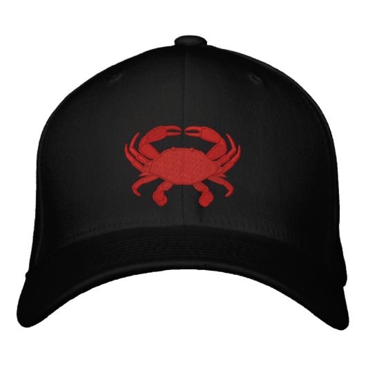 Rode Krab Borduurwerk Muts Pet (Voorkant)