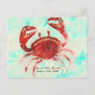 Rode krab Elegant Beach Verloving Save the Date Aankondigingskaart