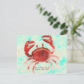 Rode krab Elegant Beach Verloving Save the Date Aankondigingskaart (Staand voorkant)