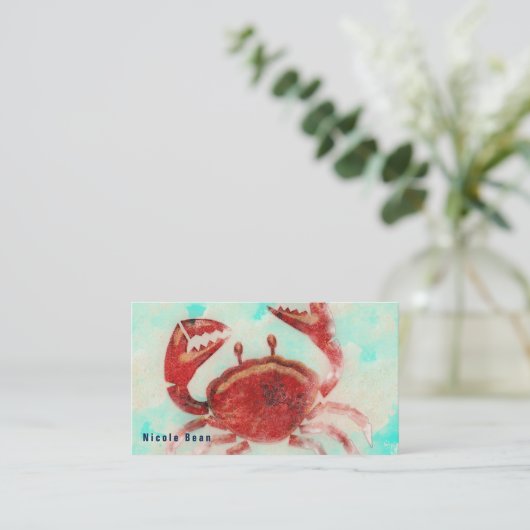Rode Krab Elegant Strand Zee Eten Keuken Custom Visitekaartje (Staand voorkant)