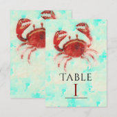 Rode Krab Elegant Strandfeest Tafel Nummerkaart Kaart (Voorkant / Achterkant)