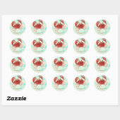 Rode Krab Elegant Strandfeest Verlovingsfeest Cade Ronde Sticker (Vel)