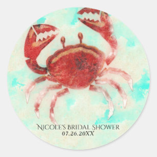 Rode Krab Elegant Strandfeest Verlovingsfeest Cade Ronde Sticker