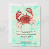 Rode Krab Elegant Strandfeest Verlovingsfeest Kaart (Voorkant)