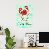Rode Krab Elegante Strand Verlovings Poster Banner (Thuiskantoor)