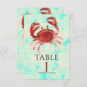 Rode Krab Elegante Strandfeest Tafel Nummerkaart Kaart (Voorkant / Achterkant)